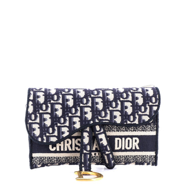 Christian Dior Saddle Slim Belt Pouch Logo Embroidered Oblique Canvas