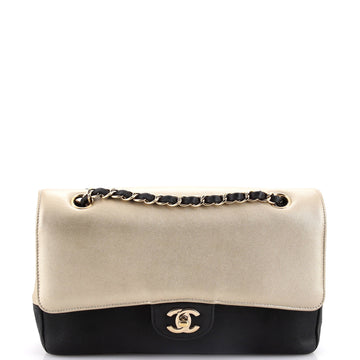 Chanel Bicolor Classic Duo Double Flap Bag Caviar and Iridescent Calfskin Medium