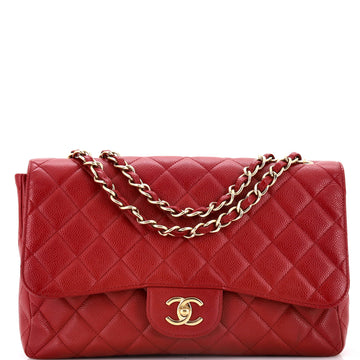 Chanel Classic Single Flap Bag Quilted Caviar Jumbo