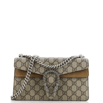 Gucci Dionysus Bag GG Coated Canvas with Crystal Embellished Metal Small