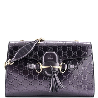 Gucci Emily Chain Flap Bag Guccissima Patent Medium