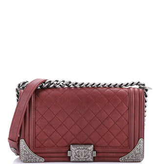 Chanel Paris-Dallas Boy Flap Bag Quilted Calfskin with Metal Adornments Old Medium