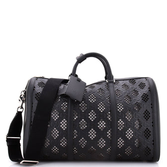 Gucci Convertible Duffle Bag GG Debossed Laser Cut Leather Large