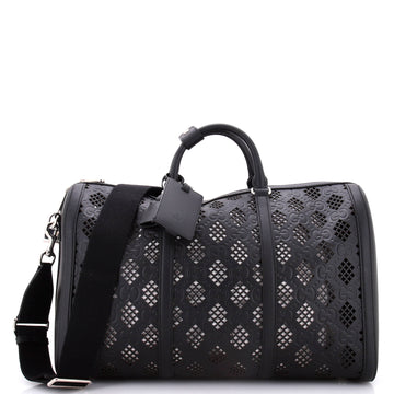 Gucci Convertible Duffle Bag GG Debossed Laser Cut Leather Large