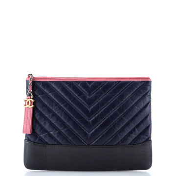 Chanel Gabrielle O Case Clutch Chevron Aged Calfskin Medium