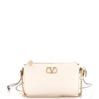 Valentino Garavani VLogo Zip Around Chain Crossbody Bag Leather