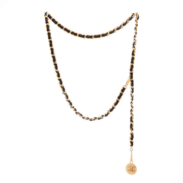 Chanel Vintage Logo Chain Belt Metal and Leather