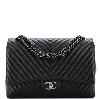 Chanel Classic Double Flap Bag Chevron Lambskin Maxi