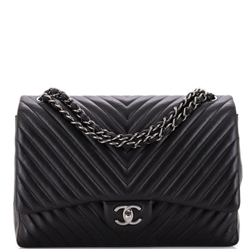 Chanel Classic Double Flap Bag Chevron Lambskin Maxi