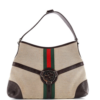 Gucci Reins Web Shoulder Bag Canvas Medium