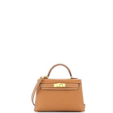 Hermes Kelly Mini II Bag Brown Epsom with Gold Hardware 20