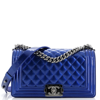 Chanel Boy Flap Bag Quilted Patent Old Medium