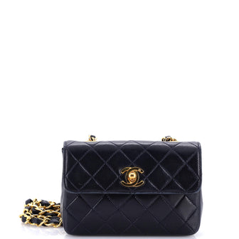 Chanel Vintage CC Chain Flap Bag Quilted Leather Extra Mini