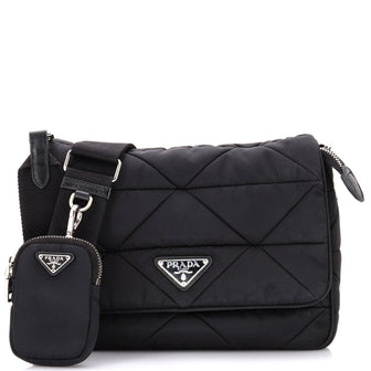 Prada Padded Flap Shoulder Bag Quilted Tessuto