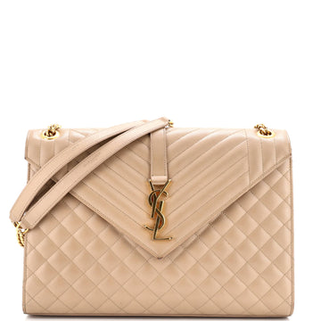 Saint Laurent Classic Monogram Envelope Satchel Mixed Matelasse Leather Large