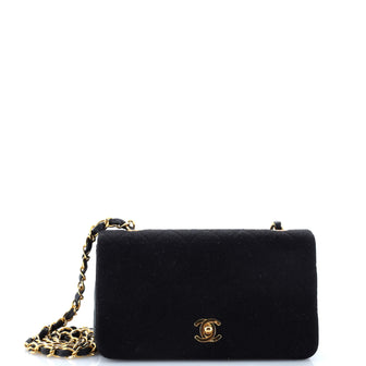 Chanel Vintage Full Flap Bag Quilted Jersey Mini