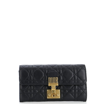 Christian Dior Dioraddict Continental Wallet Cannage Quilt Lambskin Long