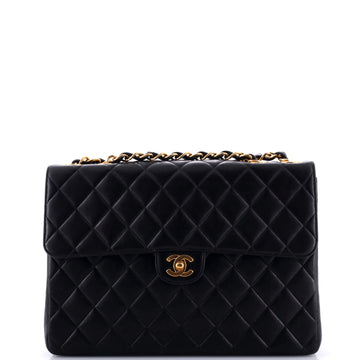 Chanel Vintage Classic Single Flap Bag Quilted Lambskin Jumbo