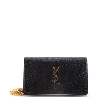 Saint Laurent Classic Monogram Wallet on Chain Glitter