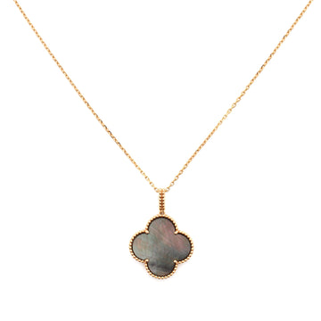 Van Cleef & Arpels Magic Alhambra Pendant Long Necklace 18K Rose Gold and Grey Mother of Pearl