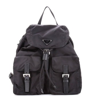 Prada Vela Double Front Pocket Backpack Tessuto with Saffiano Leather Medium