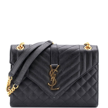 Saint Laurent Classic Monogram Envelope Satchel Mixed Matelasse Leather Medium