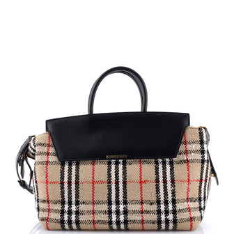 Burberry Catherine Tote Vintage Check Tweed and Leather Medium