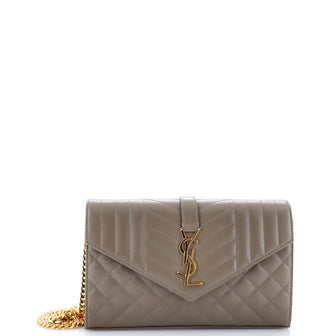 Saint Laurent Classic Monogram Wallet on Chain Square Quilted Leather Medium