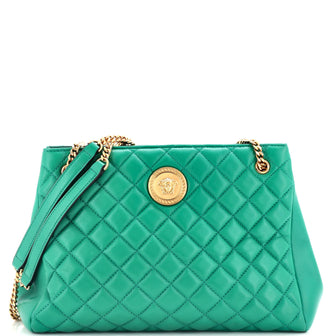 Versace Medusa Icon Chain Tote Quilted Leather Small