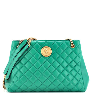 Versace Medusa Icon Chain Tote Quilted Leather Small