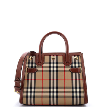 Burberry Title Two Handle Tote Vintage Check Canvas and Leather Mini
