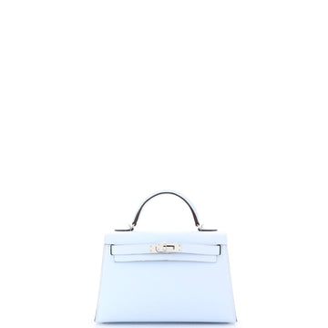 Hermes Kelly Mini II Bag Blue Epsom with Palladium Hardware 20