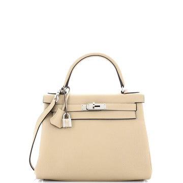 Hermes Kelly Handbag Light Togo with Palladium Hardware 28