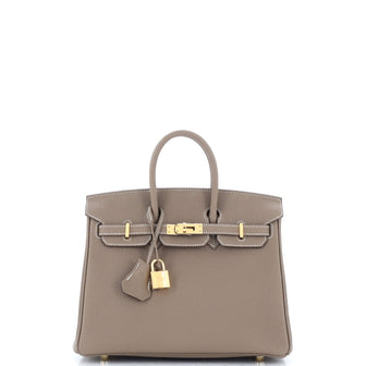 Hermes Birkin Handbag Grey Togo with Gold Hardware 25