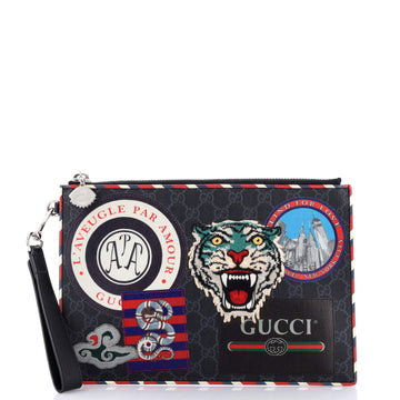 Gucci Night Courrier Pouch GG Coated Canvas with Applique