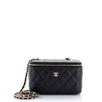 Chanel Classic Vanity Case with Chain Quilted Caviar Small