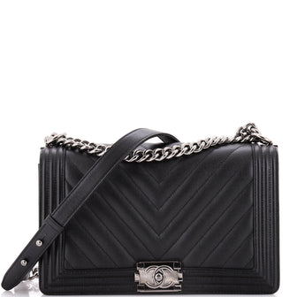 Chanel Boy Flap Bag Chevron Caviar New Medium