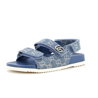 Gucci Women's GG Velcro Flat Sandals GG Denim
