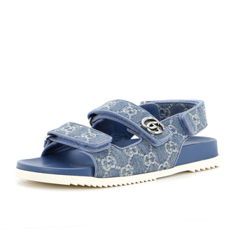 Gucci Women's GG Velcro Flat Sandals GG Denim