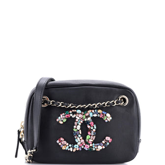 Chanel Giant Crystal CC Camera Bag Embellished Lambskin Small