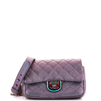 Chanel Double Carry Chain Waist Bag Quilted Iridescent Goatskin Small
