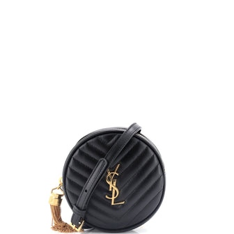 Saint Laurent Vinyle Round Belt Bag Matelasse Chevron Leather Baby