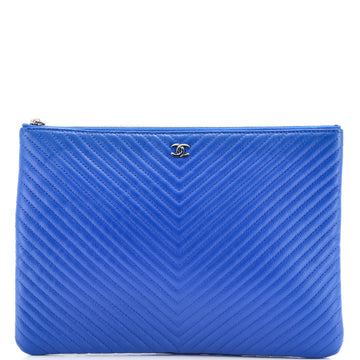 Chanel O Case Clutch Chevron Caviar Medium