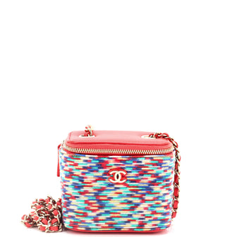 Chanel Classic Vanity Case with Chain Multicolor Embroidered Thread Mini
