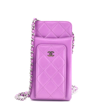 Chanel Phone Holder Crossbody Bag Quilted Lambskin