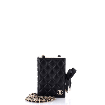 Chanel CC Book Card Holder with Chain Quilted Lambskin