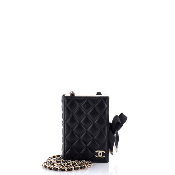Chanel CC Book Card Holder with Chain Quilted Lambskin