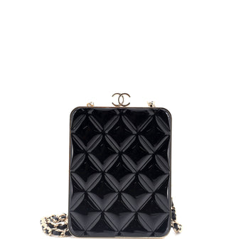 Chanel CC Frame Clutch with Chain Quilted Lambskin and Plexiglass