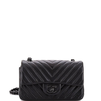 Chanel So Black Classic Single Flap Bag Chevron Lambskin Mini
