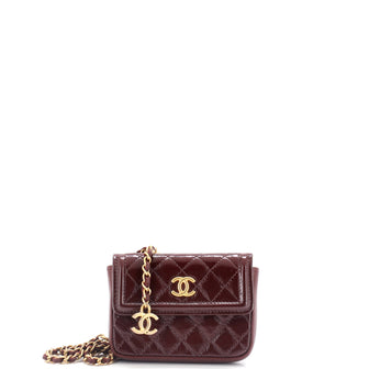 Chanel CC Flap Chain Belt Bag Quilted Shiny Aged Calfskin